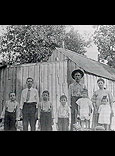 (Back r-l) Mary Florence Hayman & John Sanford Adair (parents) (Front r-l) Alta, Lona, Carl, Preston, Earl, Aubrey in Pauls Valley, OK approx 1917